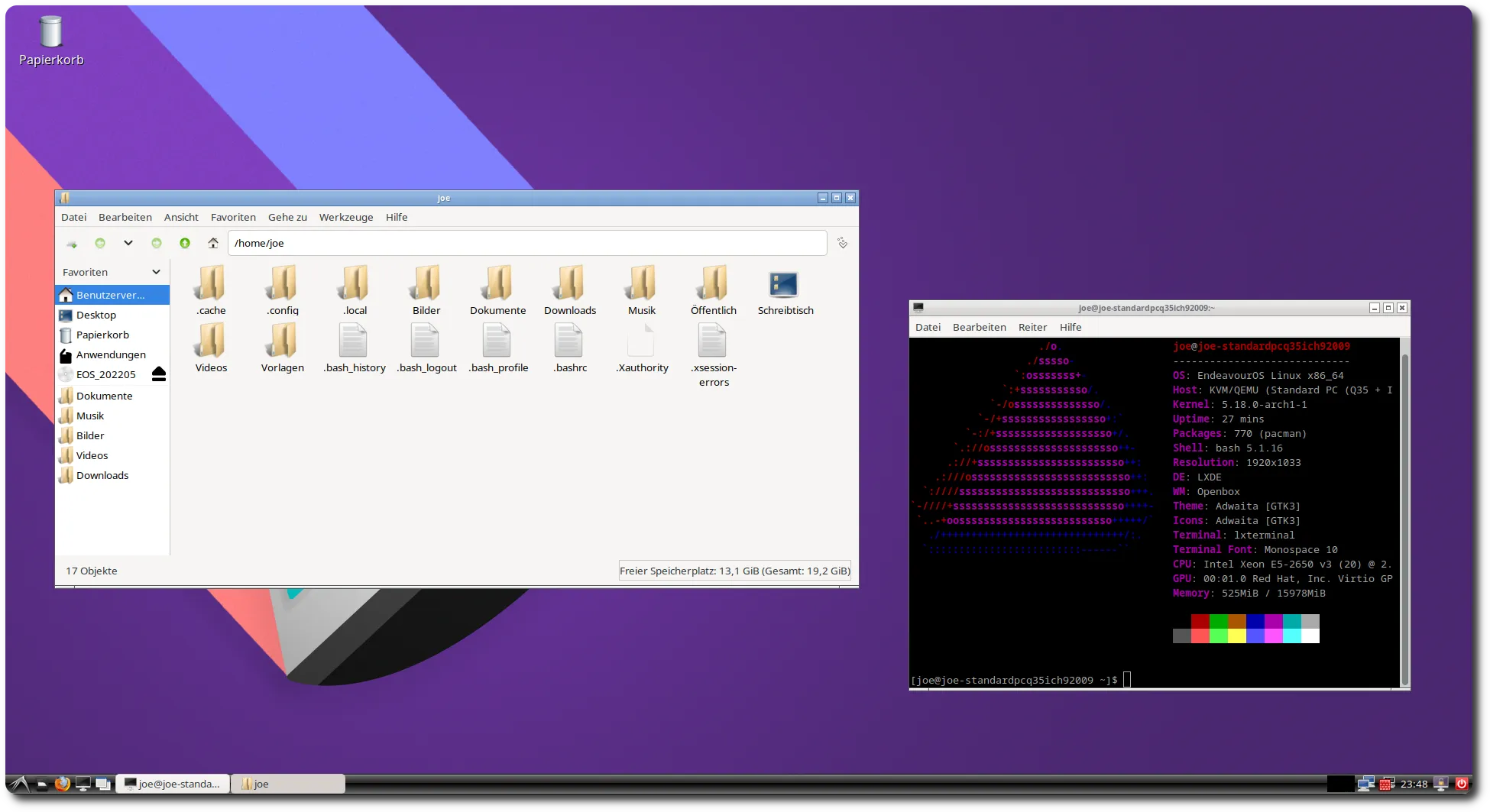 EndeavourOS running LXDE