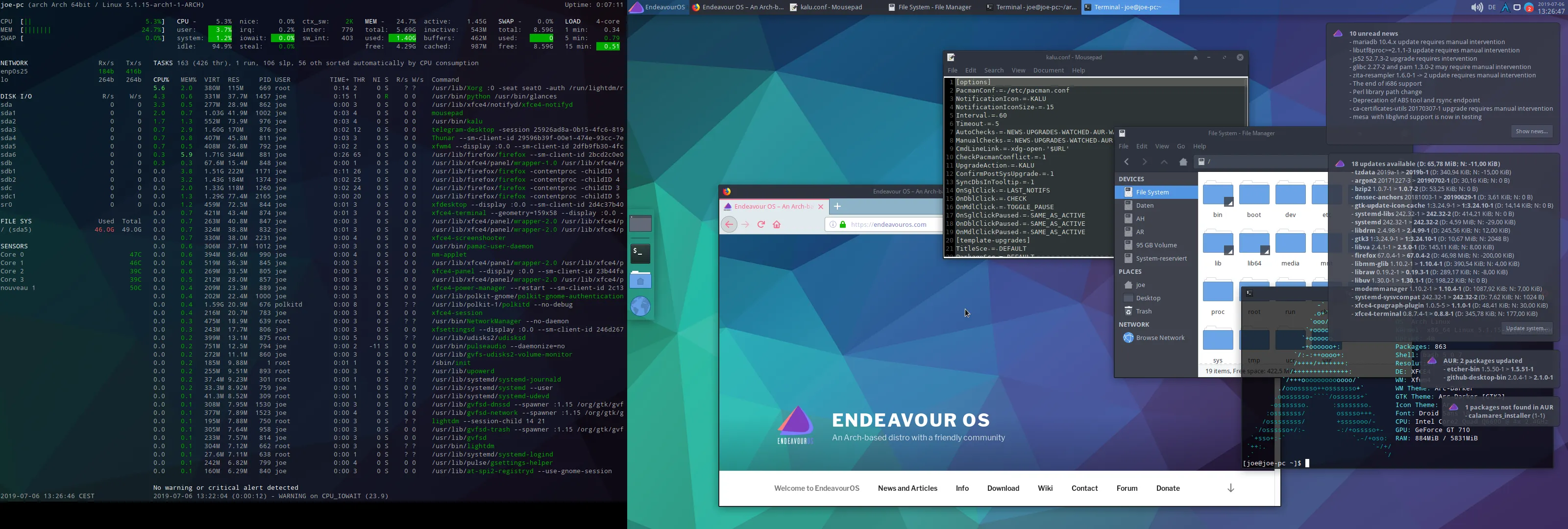 The first EndeavourOS website: a dark page headed “EndeavourOS”, with the purple and grey planet logo above a short introduction and a download link.